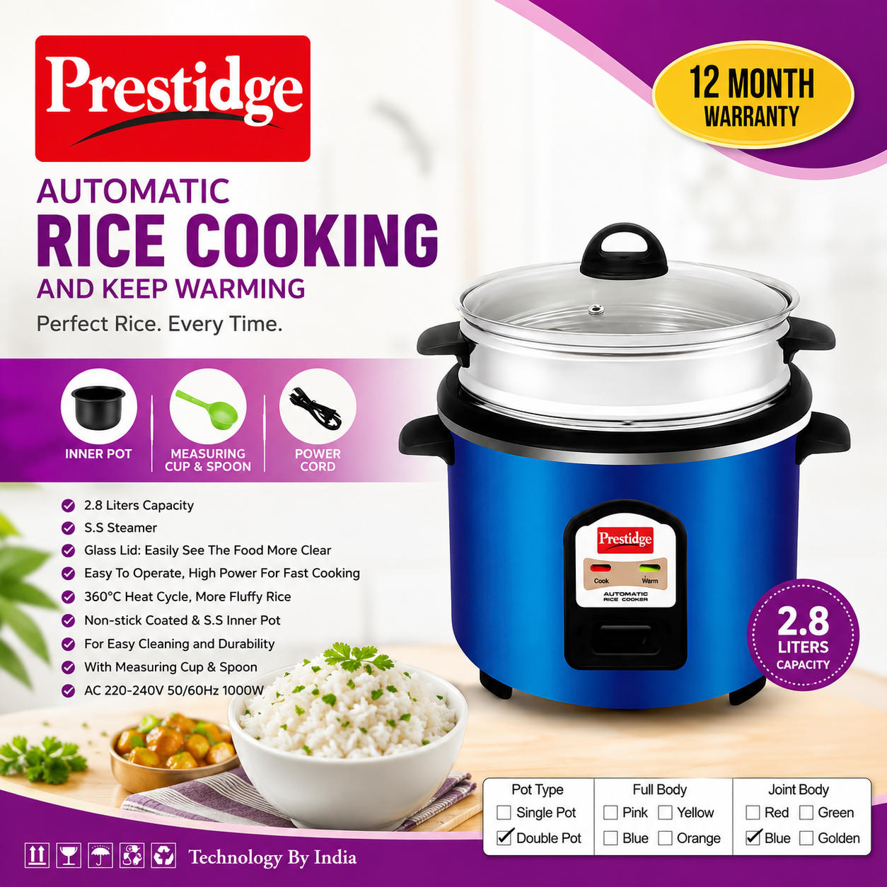 Prestidge Rice Cooker 2.8L